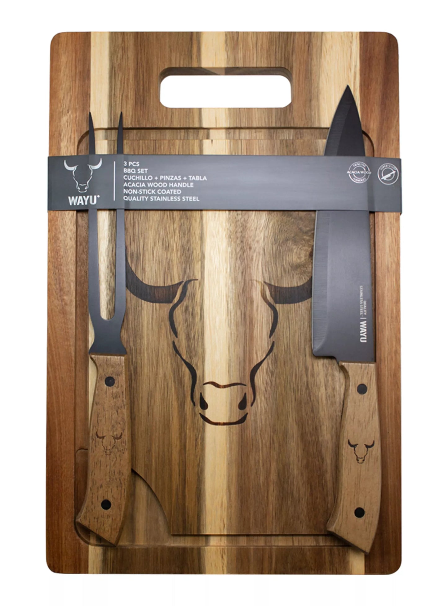 Set Tabla Cuchillo + Tenedor 3 Pcs Wayu
