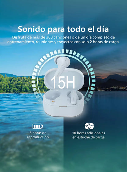 Audífonos Bluetooth True Wireless Philips TAT1108 WT Blanco