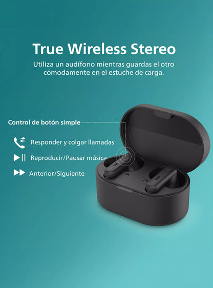 Audífonos Bluetooth True Wireless Philips TAT1138 BK Negro