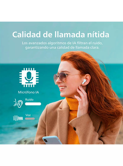 Audífonos Bluetooth True Wireless Philips TAT1108 WT Blanco
