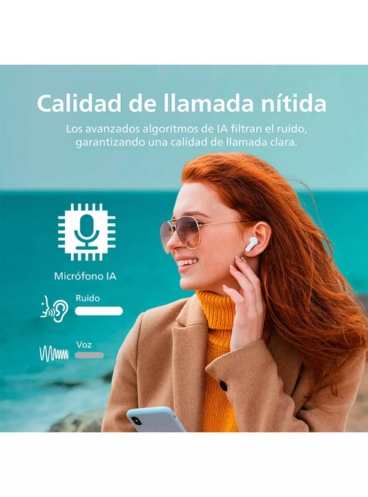 Audífonos Inalámbricos Philips TAT1108 True Wireless Blanco