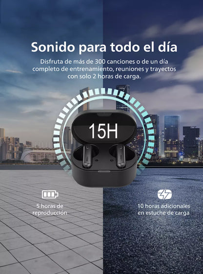 Audífonos Bluetooth True Wireless Philips TAT1138 BK Negro