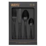 Set de Cubiertos Hammer Negro Mate 16 Piezas Wayu