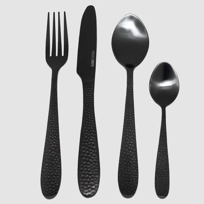 Set de Cubiertos Hammer Negro Mate 16 Piezas Wayu