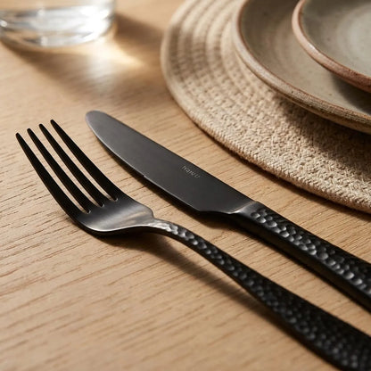 Set de Cubiertos Hammer Negro Mate 16 Piezas Wayu