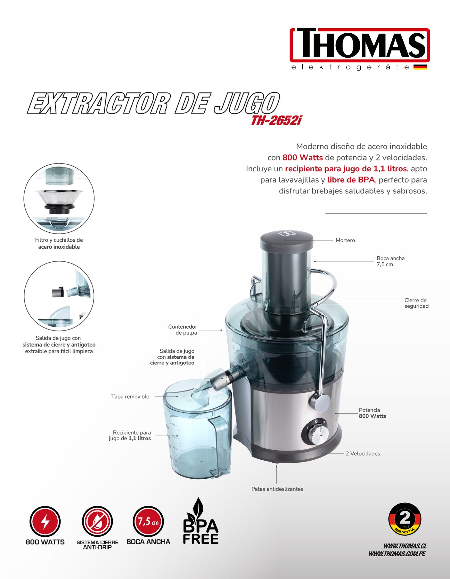 Extractor de jugo Thomas TH-2652i