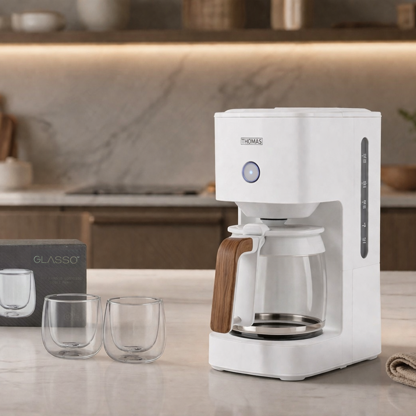 Cafetera TH-134B + Set 2 espresso 90ML (Doble pared)