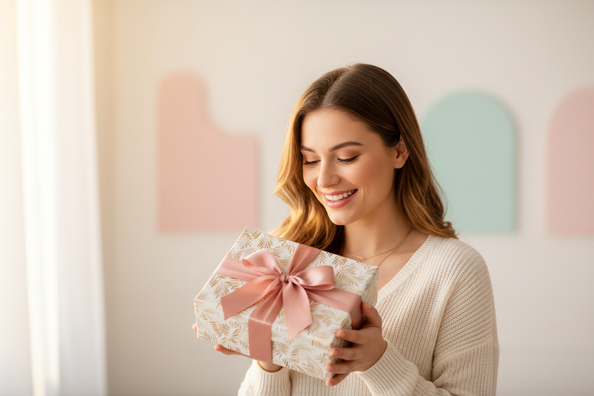 Mujer recibiendo regalo